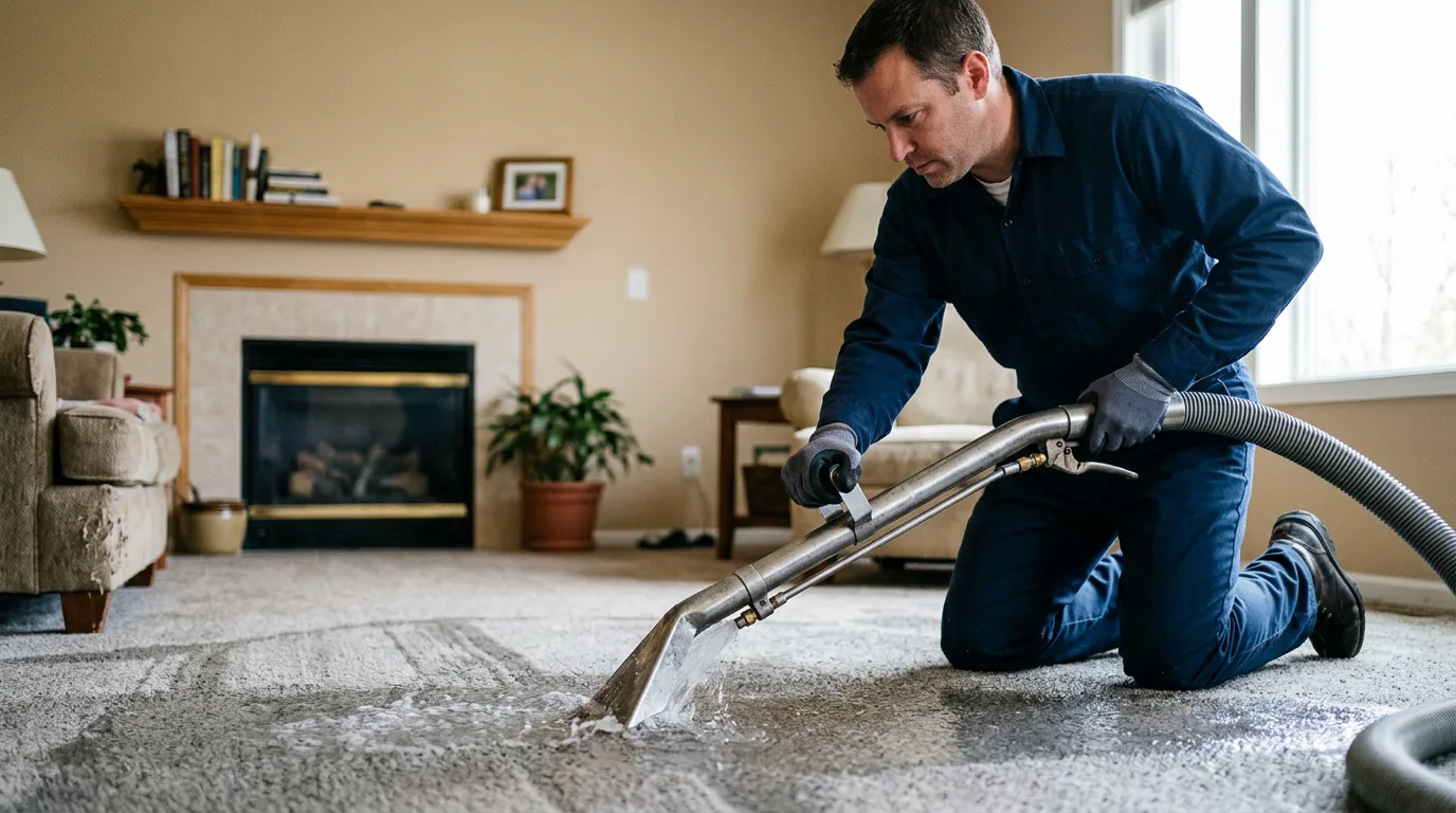 Water damage restoration technician working near Pennsville, NJ
